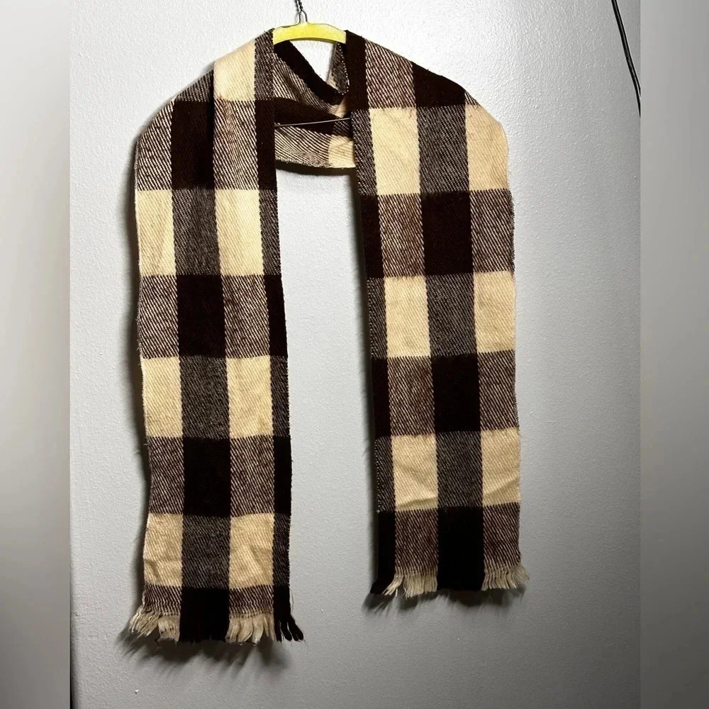 Winter Brown‎ Plaid Rectangle Scarf Unisex